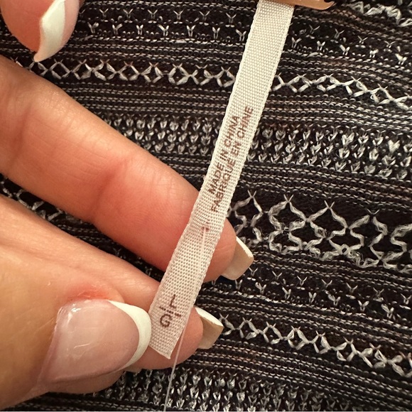 Free People Black Combo Off-Shoulder Ruffle Smocked Top | Size Large - Picture 9 of 16